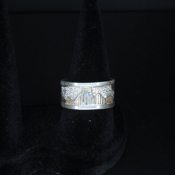 Sterling Silver Two Toned Ring Band - Picture 1 of 10